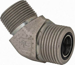 Parker - 3/4" OD, Steel Zinc Plated Male 45° Elbow - 4,000 Max Working psi, O-Ring Face Seal/NPTF Ends - Apex Tool & Supply