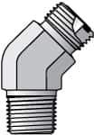 Parker - 3/8" OD, Steel Zinc Plated Male 45° Elbow - 6,000 Max Working psi, O-Ring Face Seal/NPTF Ends - Apex Tool & Supply