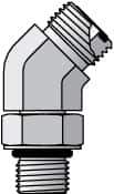 Parker - 1/2" OD, Steel Zinc Plated Male 45° Elbow - 6,000 Max Working psi, O-Ring Face Seal/SAE-ORB Ends - Apex Tool & Supply