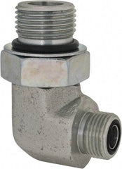 Parker - 1/2" OD, Steel Zinc Plated Male Elbow - 6,000 Max Working psi, O-Ring Face Seal/SAE-ORB Ends - Apex Tool & Supply