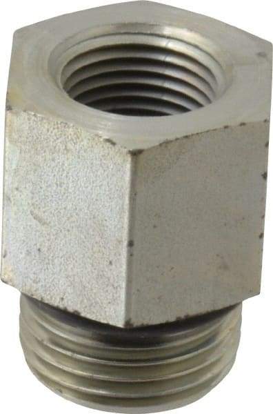 Parker - 7/8-14 Male Thread x 3/8 Female Thread, Zinc Plated Steel Industrial Pipe Adapter - Male Straight Thread O-Ring x Female NPTF, 5,000 psi - Apex Tool & Supply