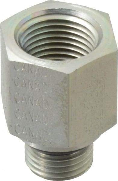 Parker - 9/16-18 Male Thread x 3/8 Female Thread, Zinc Plated Steel Industrial Pipe Adapter - Male Straight Thread O-Ring x Female NPTF, 6,000 psi - Apex Tool & Supply