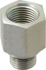 Parker - 9/16-18 Male Thread x 3/8 Female Thread, Zinc Plated Steel Industrial Pipe Adapter - Male Straight Thread O-Ring x Female NPTF, 6,000 psi - Apex Tool & Supply