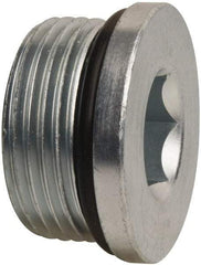 Parker - 1-5/16 - 12 Male Thread, Zinc Plated Steel Industrial Pipe Hex Socket Plug - Male Straight Thread O-Ring, 5,500 psi - Apex Tool & Supply