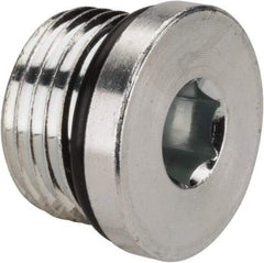 Parker - 3/4-16 Male Thread, Zinc Plated Steel Industrial Pipe Hex Socket Plug - Male Straight Thread O-Ring, 6,000 psi - Apex Tool & Supply