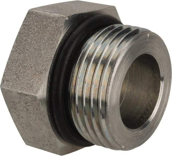 Parker - 1-3/16 - 12 Male Thread, Zinc Plated Steel Industrial Pipe Hex Head Plug - Male Straight Thread O-Ring, 5,500 psi - Apex Tool & Supply