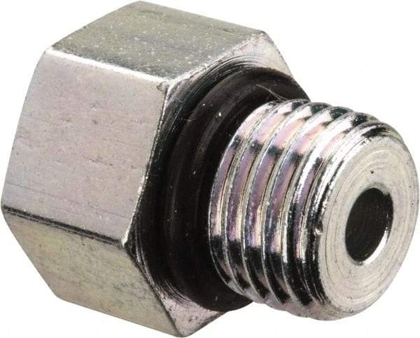 Parker - 3/8-24 Male Thread, Zinc Plated Steel Industrial Pipe Hex Head Plug - Male Straight Thread O-Ring, 7,500 psi - Apex Tool & Supply