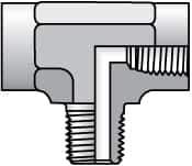 Parker - 1 Male Thread x 1 Female Thread, Zinc Plated Steel Industrial Pipe Male Branch Tee - MNPTF x FNPTF, 1,800 psi - Apex Tool & Supply