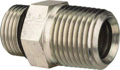 Parker - 3/4-16 x 1/2 Male Thread, Zinc Plated Steel Industrial Pipe Adapter - Male Straight Thread O-Ring x Male NPTF, 6,000 psi - Apex Tool & Supply