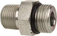 Parker - 3/4-16 x 3/8 Male Thread, Zinc Plated Steel Industrial Pipe Adapter - Male Straight Thread O-Ring x Male NPTF, 6,000 psi - Apex Tool & Supply