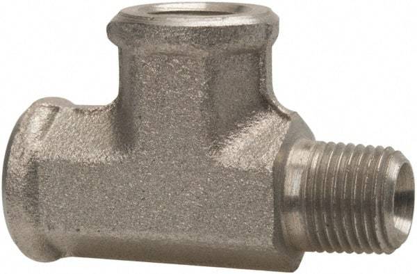 Parker - 1/8 Male Thread x 1/8 Female Thread, Zinc Plated Steel Industrial Pipe Street Tee - MNPTF x FNPTF, 5,000 psi - Apex Tool & Supply
