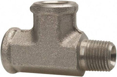 Parker - 1/8 Male Thread x 1/8 Female Thread, Zinc Plated Steel Industrial Pipe Street Tee - MNPTF x FNPTF, 5,000 psi - Apex Tool & Supply