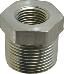 Parker - 1 Male Thread x 1/2 Female Thread, Zinc Plated Steel Industrial Pipe Hex Bushing - MNPTF x FNPTF, 4,500 psi - Apex Tool & Supply