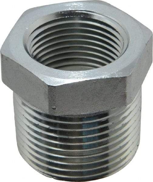 Parker - 1 Male Thread x 3/4 Female Thread, Zinc Plated Steel Industrial Pipe Hex Bushing - MNPTF x FNPTF, 4,000 psi - Apex Tool & Supply