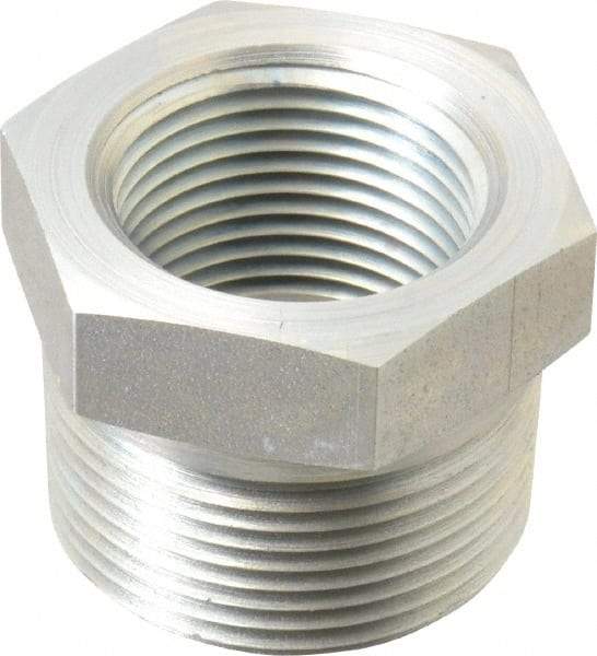 Parker - 1-1/4 Male Thread x 1 Female Thread, Zinc Plated Steel Industrial Pipe Hex Bushing - MNPTF x FNPTF, 3,000 psi - Apex Tool & Supply