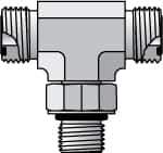 Parker - 3/8" OD, Steel Zinc Plated Male Branch Tee - 6,000 Max Working psi, O-Ring Face Seal/SAE-ORB Ends - Apex Tool & Supply
