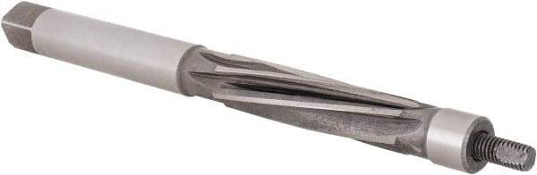Made in USA - 7/16" Reamer Diam, Straight Shank, 1-3/4" Flute Length, Hand Expansion Reamer - Spiral Flute, 4-1/2" OAL, Left Hand Spiral, Right Hand Cut, 6 Flutes, High Speed Steel - Apex Tool & Supply