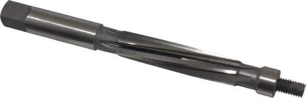 Made in USA - 19/32" Reamer Diam, 0.5575" Diam Straight Shank, 2-1/8" Flute Length, Hand Expansion Reamer - Spiral Flute, 6" OAL, Left Hand Spiral, Right Hand Cut, High Speed Steel - Apex Tool & Supply