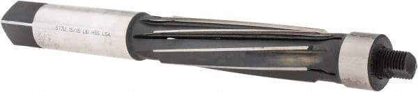 Made in USA - 15/16" Reamer Diam, Straight Shank, 3-9/16" Flute Length, Hand Expansion Reamer - Spiral Flute, 7-7/8" OAL, Left Hand Spiral, Right Hand Cut, 8 Flutes, High Speed Steel - Apex Tool & Supply