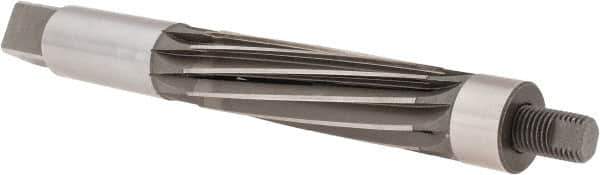 Made in USA - 1-3/8" Reamer Diam, Straight Shank, 4-9/16" Flute Length, Hand Expansion Reamer - Spiral Flute, 10-1/2" OAL, Left Hand Spiral, Right Hand Cut, 10 Flutes, High Speed Steel - Apex Tool & Supply