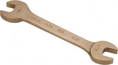 Ampco - 9/16" x 5/8" Nonsparking Open End Wrench - 6-1/2" OAL, Double End, Plain Finish, 15° Head Angle - Apex Tool & Supply