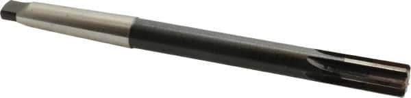 Made in USA - 11/16" Diam, 9/16" Max Diam 2MT Morse Taper Shank, 1-1/4" Flute Length, Machine Expansion Reamer - Straight Flute, 9" OAL, Right Hand Cut, 6 Flutes, High Speed Steel, Bright Finish - Apex Tool & Supply