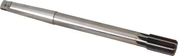Made in USA - 13/16" Diam, 5/8" Max Diam 2MT Morse Taper Shank, 1-3/8" Flute Length, Machine Expansion Reamer - Straight Flute, 9-1/2" OAL, Right Hand Cut, 8 Flutes, High Speed Steel, Bright Finish - Apex Tool & Supply