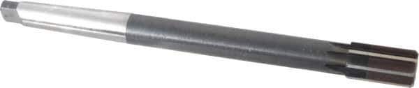 Made in USA - 27/32" Diam, 5/8" Max Diam 2MT Morse Taper Shank, 1-3/8" Flute Length, Machine Expansion Reamer - Straight Flute, 9-1/2" OAL, Right Hand Cut, 8 Flutes, High Speed Steel, Bright Finish - Apex Tool & Supply