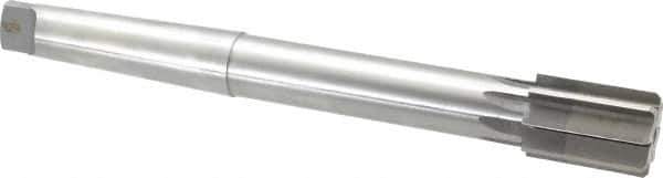 Made in USA - 1-1/2" Diam, 1-1/4" Max Diam 4MT Morse Taper Shank, 2-1/8" Flute Length, Machine Expansion Reamer - Straight Flute, 12-1/2" OAL, Right Hand Cut, 8 Flutes, High Speed Steel, Bright Finish - Apex Tool & Supply