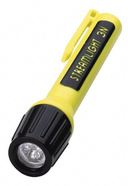 Streamlight - White LED Bulb, 30 Lumens, Mini Flashlight - Black, Yellow Plastic Body, 3 N Alkaline Batteries Included - Apex Tool & Supply