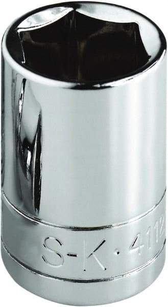 SK - 3/8", 1/4" Drive, Standard Hand Socket - 6 Points, Steel, Chrome Finish - Apex Tool & Supply