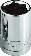 SK - 3/8", 1/4" Drive, Standard Hand Socket - 6 Points, Steel, Chrome Finish - Apex Tool & Supply