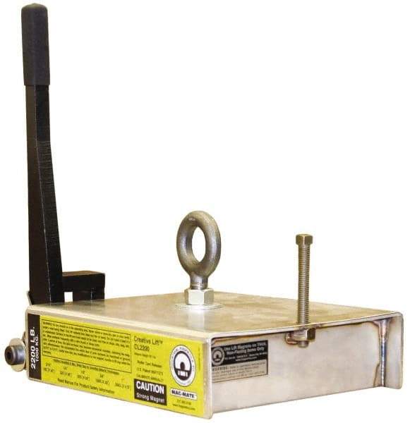 Mag-Mate - 2,200 Lb Load Capacity, Magnetic Lifter - 7" High x 10-1/2" Wide, 2 Poles, For Use with Flats - Apex Tool & Supply