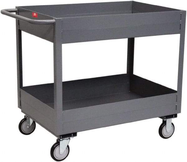 Jamco - 1,200 Lb Capacity, 24" Wide x 48" Long x 35" High Service Cart - 2 Shelf, Steel, 2 Rigid/2 Swivel Casters - Apex Tool & Supply