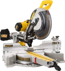 DeWALT - 15 Amp, 120 Volt, 3,800 RPM, 49° Left & Right Double Bevel Sliding Miter Saw - 5/8 or 1" Arbor, 12" Blade Diam - Apex Tool & Supply