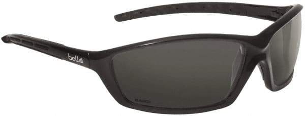 bolle SAFETY - Gray Lenses, Framed Safety Glasses - Scratch Resistant, Black Polycarbonate/Thermoplastic Rubber Frame, Wrap Around - Apex Tool & Supply