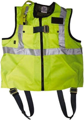 Gemtor - 350 Lb Capacity, Size L, High Visibility Vest Safety Harness - Polyester, Quick Connect Leg Strap, Pass-Thru Chest Strap, Yellow - Apex Tool & Supply