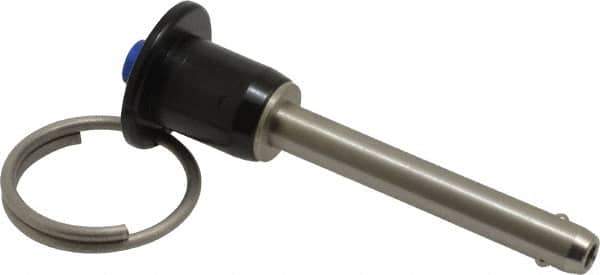 Gibraltar - 1/4" Diam, 1-1/2" Usable Length, Button Handle, Quick Release Pin - Grade 304 Stainless Steel, Bright Finish - Apex Tool & Supply
