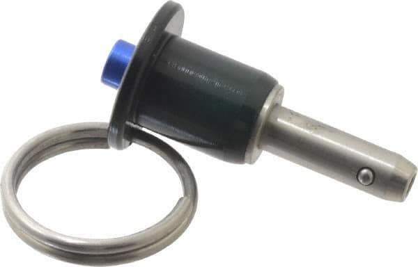 Gibraltar - 1/4" Diam, 1/2" Usable Length, Button Handle, Quick Release Pin - Grade 304 Stainless Steel, Bright Finish - Apex Tool & Supply