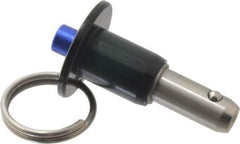 Gibraltar - 3/8" Diam, 1/2" Usable Length, Button Handle, Quick Release Pin - Grade 304 Stainless Steel, Bright Finish - Apex Tool & Supply