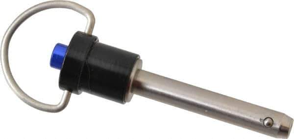 Gibraltar - 1/4" Diam, 1-1/4" Usable Length, Ring Handle, Quick Release Pin - Grade 304 Stainless Steel, Bright Finish - Apex Tool & Supply