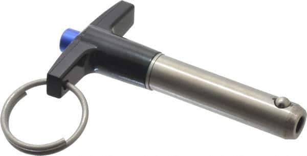 Gibraltar - 7/16" Diam, 1-1/2" Usable Length, T Handle, Quick Release Pin - Grade 17-4 Stainless Steel, Bright Finish - Apex Tool & Supply