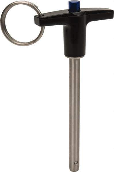 Gibraltar - 1/4" Diam, 2-1/2" Usable Length, T Handle, Quick Release Pin - Grade 17-4 Stainless Steel, Bright Finish - Apex Tool & Supply