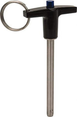 Gibraltar - 1/4" Diam, 2-1/2" Usable Length, T Handle, Quick Release Pin - Grade 17-4 Stainless Steel, Bright Finish - Apex Tool & Supply