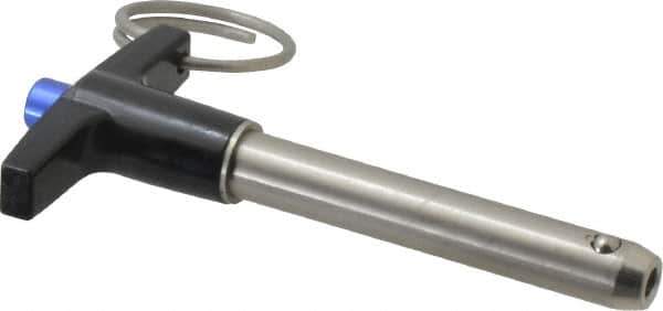 Gibraltar - 3/8" Diam, 2" Usable Length, T Handle, Quick Release Pin - Grade 304 Stainless Steel, Bright Finish - Apex Tool & Supply