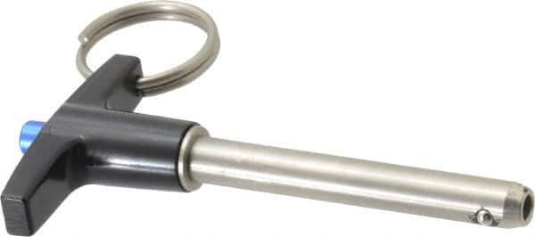 Gibraltar - 5/16" Diam, 2" Usable Length, T Handle, Quick Release Pin - Grade 304 Stainless Steel, Bright Finish - Apex Tool & Supply