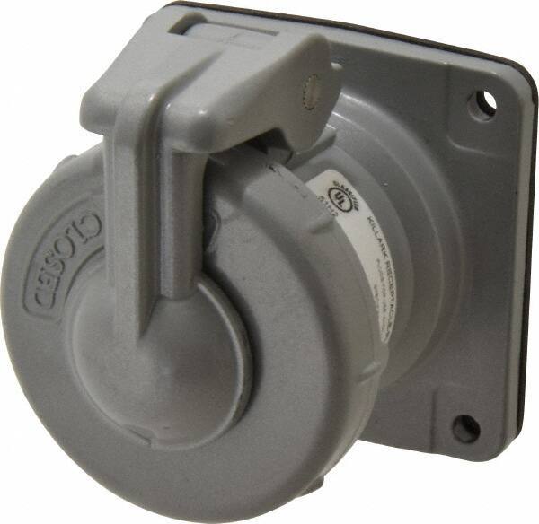 Hubbell Killark - 1 Phase, 250 VDC, 600 VAC, 30 Amp, 3/4 Inch Hub, 3 Pin Configuration, Self Grounding Pin and Sleeve Receptacle - 4 Poles, Yellow - Apex Tool & Supply