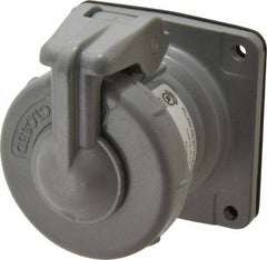 Hubbell Killark - 1 Phase, 250 VDC, 600 VAC, 30 Amp, 3/4 Inch Hub, 3 Pin Configuration, Self Grounding Pin and Sleeve Receptacle - 4 Poles, Yellow - Apex Tool & Supply