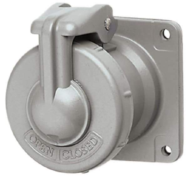 Hubbell Killark - 1 Phase, 250 VDC, 600 VAC, 60 Amp, 1-1/4 Inch Hub, 4 Pin Configuration, Self Grounding Pin and Sleeve Receptacle - 4 Poles, Yellow - Apex Tool & Supply