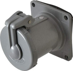 Hubbell Killark - 1 Phase, 250 VDC, 600 VAC, 60 Amp, 1-1/4 Inch Hub, 3 Pin Configuration, Self Grounding Pin and Sleeve Receptacle - 4 Poles, Yellow - Apex Tool & Supply